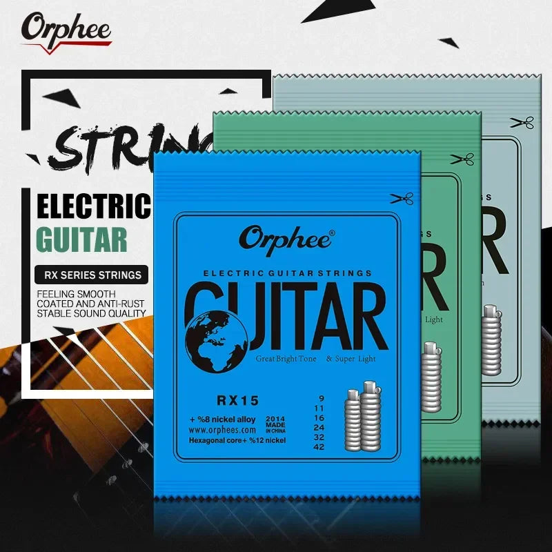 10 Set Orphee Electric Guitar Strings Set RX Series Hexagonal Carbon Steel Professional Beginning Practice Electric Guitar Parts