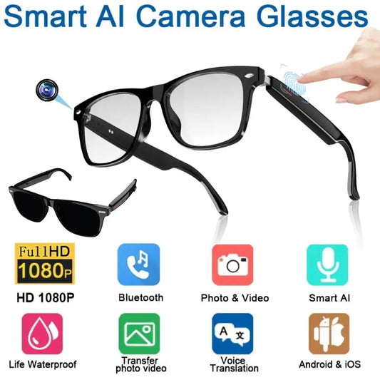 4K HD AI Smart Glasses Chat GPT 100MP Camera Recording Bluetooth Call 260Mah Battery Voice Assistant Control Smart Glasses 2025
