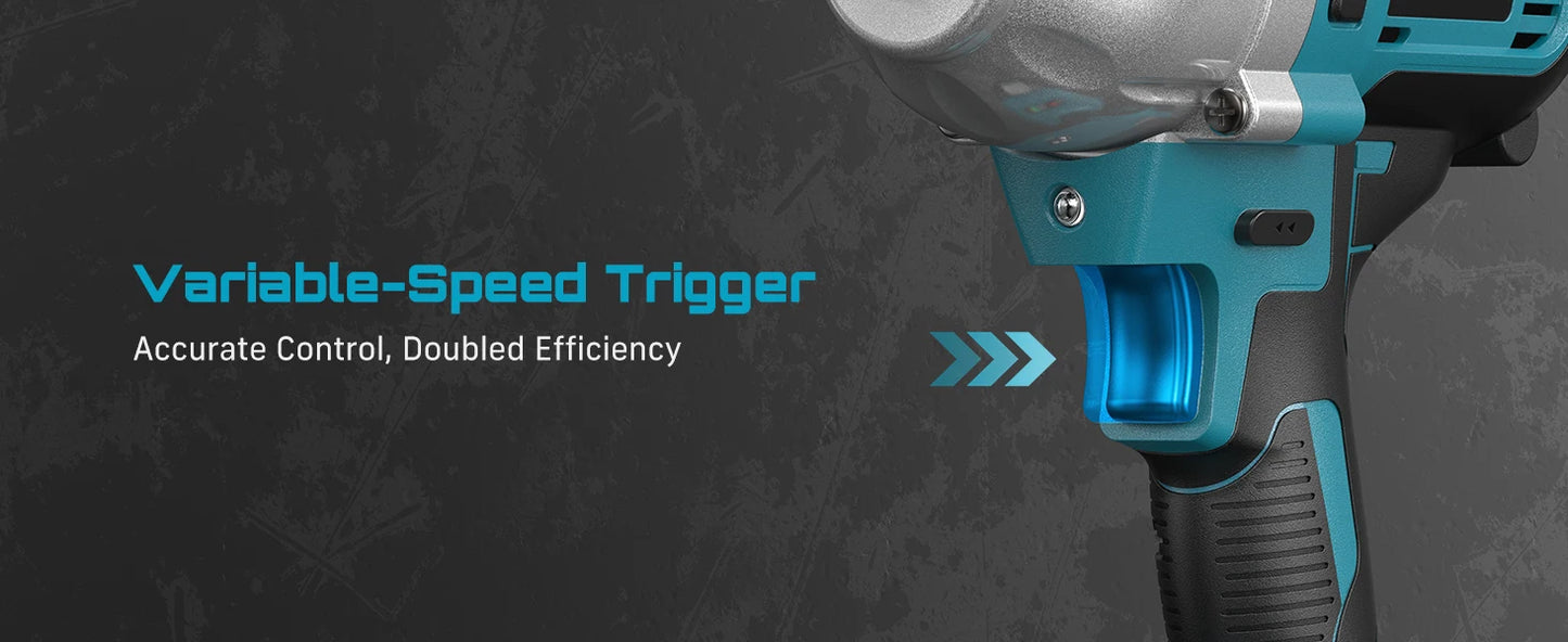 Seesii Impact Wrench 1200N.m 1/2 High Torque Electric Impact Driver Gun Cordless with 21V 2x4.0Ah Battery 6 Sockets Removal Tool