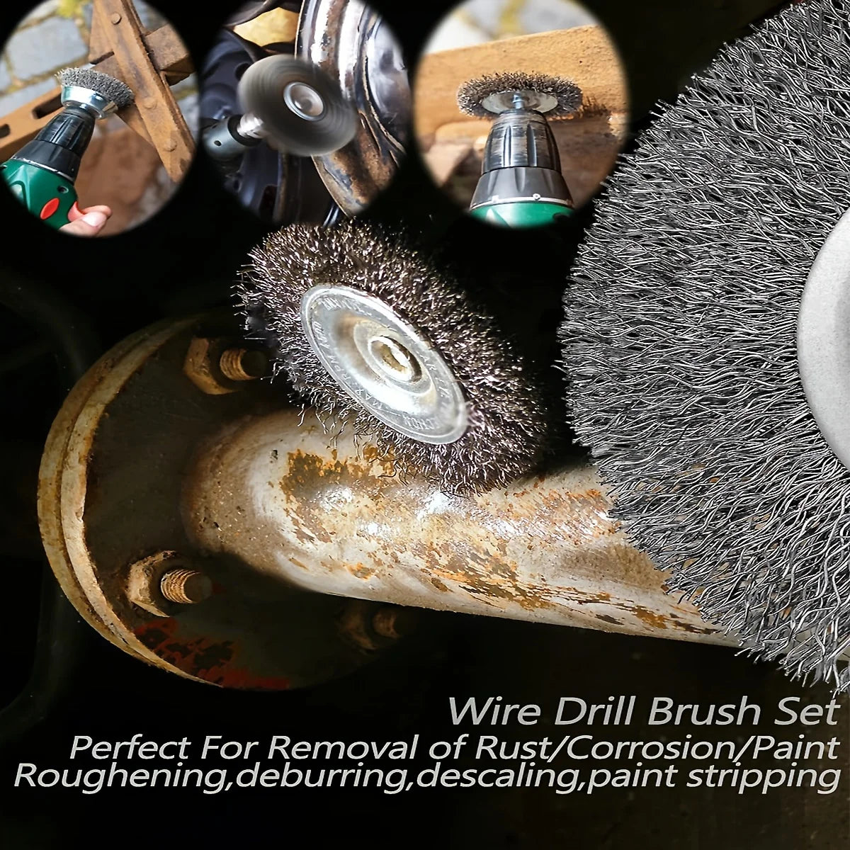 Wire Brush Wheel Cup Brush Set 10 Pack,Wire Brush for Drill 1/4 Inch Hex Shank 0.012 Inch Coarse Carbon Steel Crimped Wire Wheel