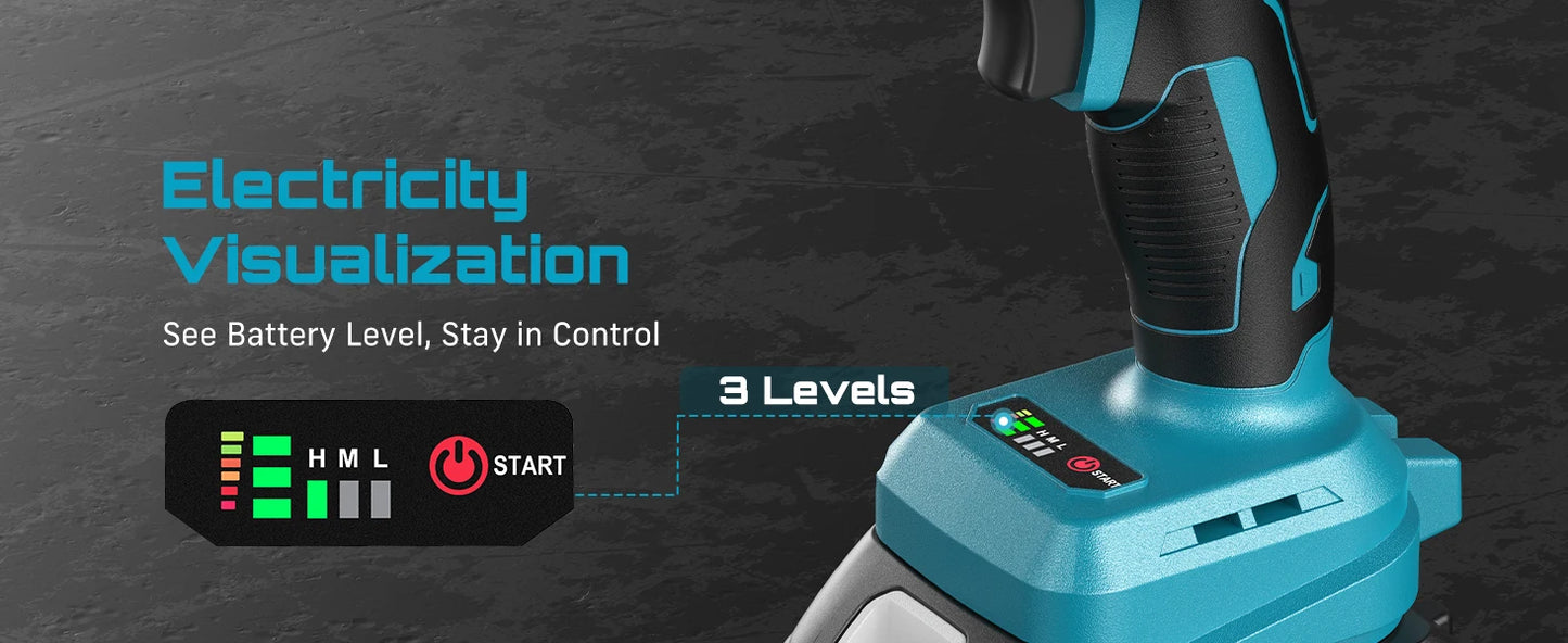 Seesii Impact Wrench 1200N.m 1/2 High Torque Electric Impact Driver Gun Cordless with 21V 2x4.0Ah Battery 6 Sockets Removal Tool