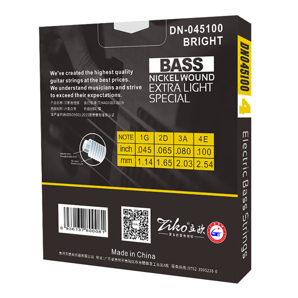 ZIKO 4 Strings Bass Electric Guitar Strings Strings Nickel Wound Hexangon Alloy Core Guitar String Electric Bass Stringed Parts